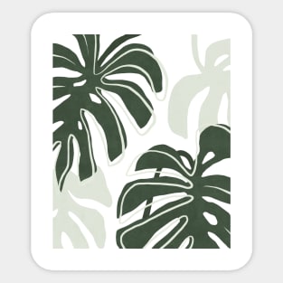 Green Monstera leaves pattern Sticker